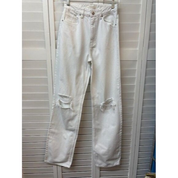 PacSun 90s Boyfriend High-Waisted White Distressed Jeans Women Size 26 - Picture 1 of 5